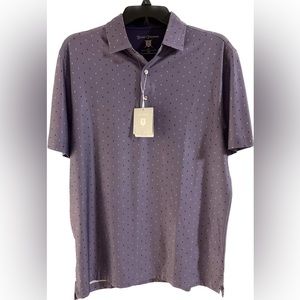 NWT Hickey Freeman Golf Polo, beautiful blue pattern, UFP protection, wicking